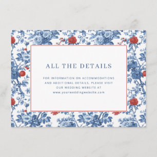Cartão De Informações Elegante Borda Floral Azul