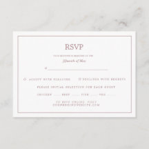 Elegante Bordadura Rosa Dourado Casamento RSVP
