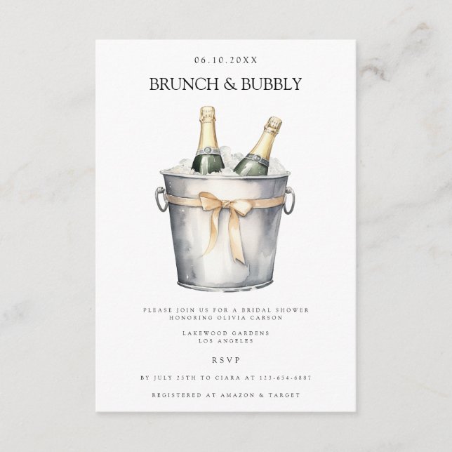 Cartão De Informações Elegante Brunch e Chá de panela Bubble (Frente)