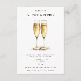 Cartão De Informações Elegante Brunch e Chá de panela Bubble