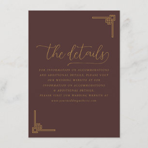 Cartão De Informações Elegante Caligrafia Geométrica Marrom