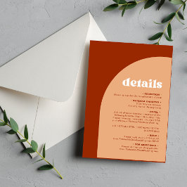 Cartão De Informações Elegante Caqui Terracota Arco Boho Casamento Chic