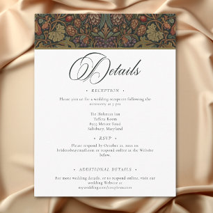 Cartão De Informações Elegante Casa de Campo Vintage Botânica Casamento 