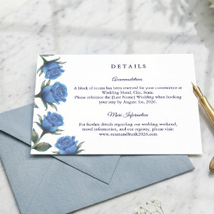 Cartão De Informações Elegante Casamento Aquarela Rosa Azul Francês