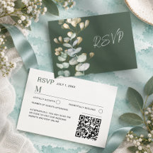 Elegante Casamento de RSVP Botânico Verde e Branco