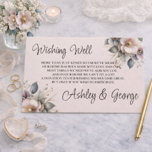 Cartão De Informações Elegante casamento floral rosa, azul e creme