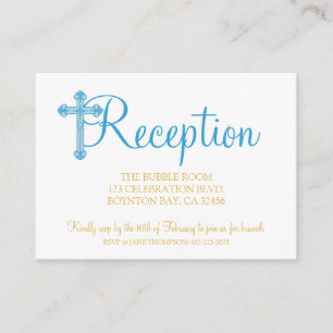 Cartão De Informações elegante CHRISTENING ou recepção azul BAPTISM rs