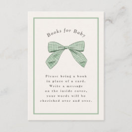 Cartão De Informações Elegante Chuveiro de Bebê Xadrez Verde Sálvia