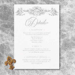 Cartão De Informações Elegante Cinza Claro Quimono Casamento Querubim