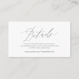 Cartão De Informações Elegante Cinza Escura, Detalhes do Casamento, RSVP