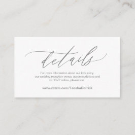 Cartão De Informações Elegante Cinza Escura, Detalhes do Casamento, VP O