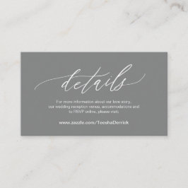 Cartão De Informações Elegante Cinza Escura, Detalhes do Casamento, VP O