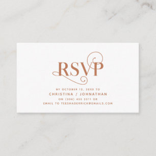 Cartão De Informações Elegante Classic, fonte de cobre, resposta RSVP