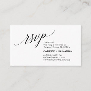 Cartão De Informações Elegante Classic mínimo, script preto, RSVP