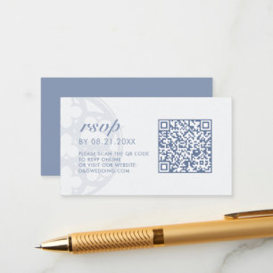 Cartão De Informações Elegante Clássico Azul Eterno Castelo Código QR RS
