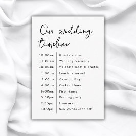 Cartão De Informações Elegante Clássico Nossa Linha do Tempo de Casament