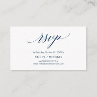 Elegante Clássico, Script Azul Marinho, RSVP de Pa