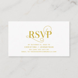 Cartão De Informações Elegante Clássico, Script Dourado, resposta RSVP