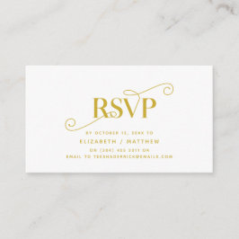Cartão De Informações Elegante Clássico, Script Dourado, resposta RSVP