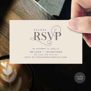 Cartão De Informações Elegante Clássico, Script Preto, resposta RSVP