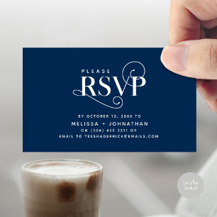 Cartão De Informações Elegante Clássico, Script Preto, resposta RSVP