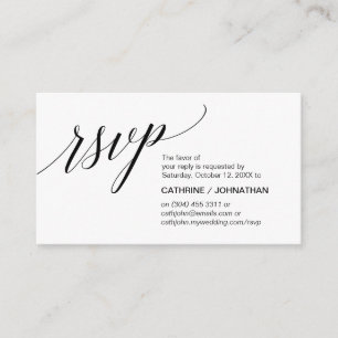 Cartão De Informações Elegante Clássico, Script Preto, RSVP