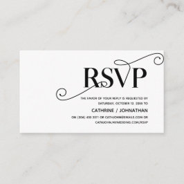 Cartão De Informações Elegante Classy, Black Script, resposta RSVP
