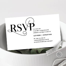Cartão De Informações Elegante Classy, Black Script, resposta RSVP