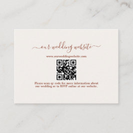 Cartão De Informações Elegante Código QR Boho Terracota Site de Casament