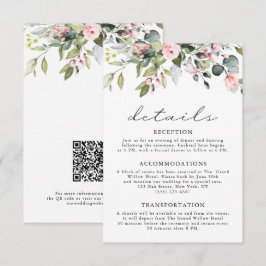 Cartão De Informações Elegante Código QR de Floral de Eucalipto para Cas
