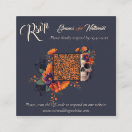 Cartão De Informações Elegante Código QR Minimalista Floral Gótico 3D RS