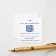 Elegante Código QR RSVP Online Pequeno Azul Marinh