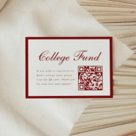 Cartão De Informações Elegante Código QR Vermelho Fundo Universitário Gr