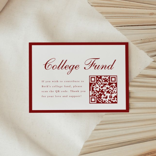 Cartão De Informações Elegante Código QR Vermelho Fundo Universitário Gr (Criador carregado)