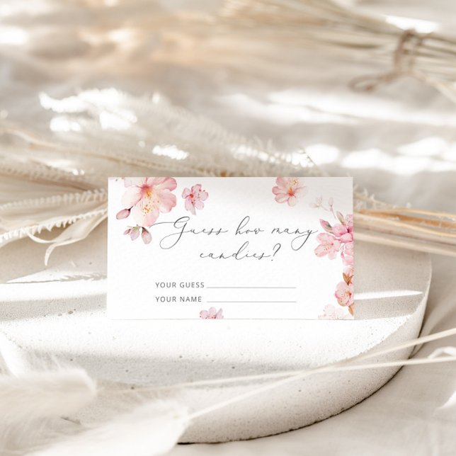 Cartão De Informações Elegante, cor-de-rosa, adivinha quantos doces (Criador carregado)