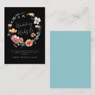 Cartão De Informações Elegante Coroa de Flores Silvestres Site de Casame