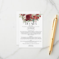 Elegante Crimson Red Cream Florals Detalhes do Cas