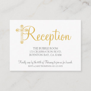 Cartão De Informações elegante CRISTENING ou recepção de ouro BAPTISM rs