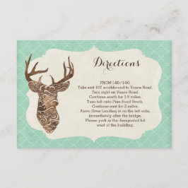 Cartão De Informações Elegante Deer Antlers Rustic Country Directions