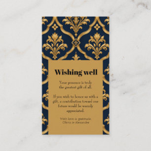 Cartão De Informações Elegante Design de Motivo Vintage em Damasco Doura