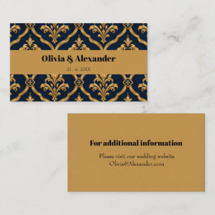 Cartão De Informações Elegante Design de Motivo Vintage em Damasco Doura