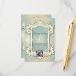 Cartão De Informações Elegante design floral verde-mole.