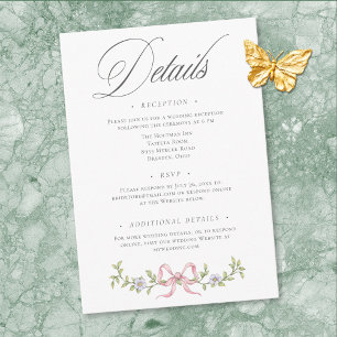 Cartão De Informações Elegante detalhe de casamento com laço floral past