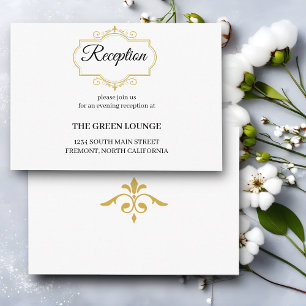 Cartão De Informações Elegante Dourado Filigree on White, Recepção de ca