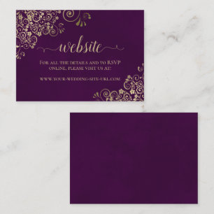 Cartão De Informações Elegante Dourado Lace no site Plum Purple Wedding