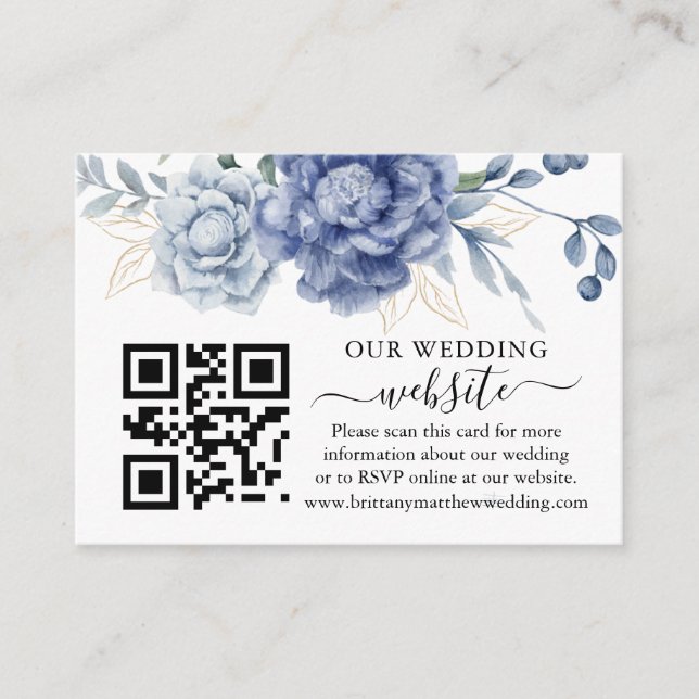Cartão De Informações Elegante Dusty Blue Greenery Material de Casamento (Frente)
