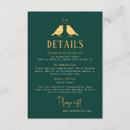 Cartão De Informações Elegante Emerald Green & Dourados detalhes do casa