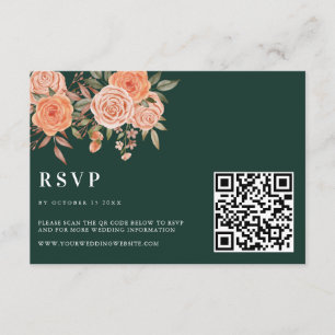 Cartão De Informações Elegante Emerald Green Floral Casamento outono Bem
