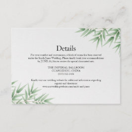 Cartão De Informações Elegante Envelope de Casamento com Folhas de Bambu