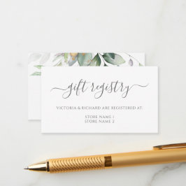 Cartão De Informações Elegante Eucalyptus Greenery Dourado Gift Registro